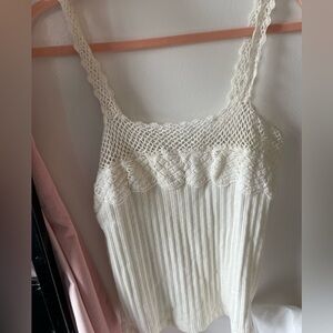 Free people white crochet cotton tank